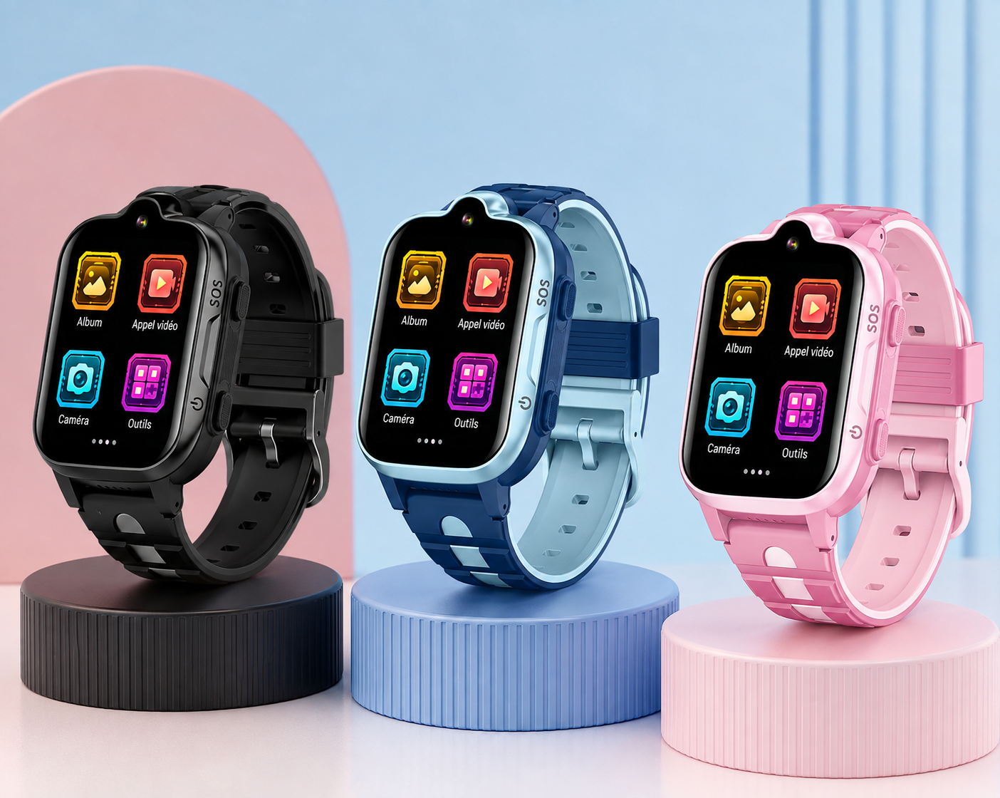 Montre Connectée Enfant 4G GPS Appels Vidéo, SOS & Localisation en Temps Réel